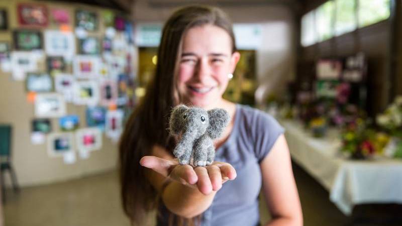 girl with wool elephant