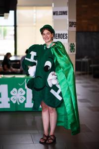 girl dressed as the 4-H clover